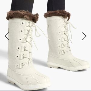 Fur Trim Winter‎ Rain Snow  boots SZ 6.5 Cream